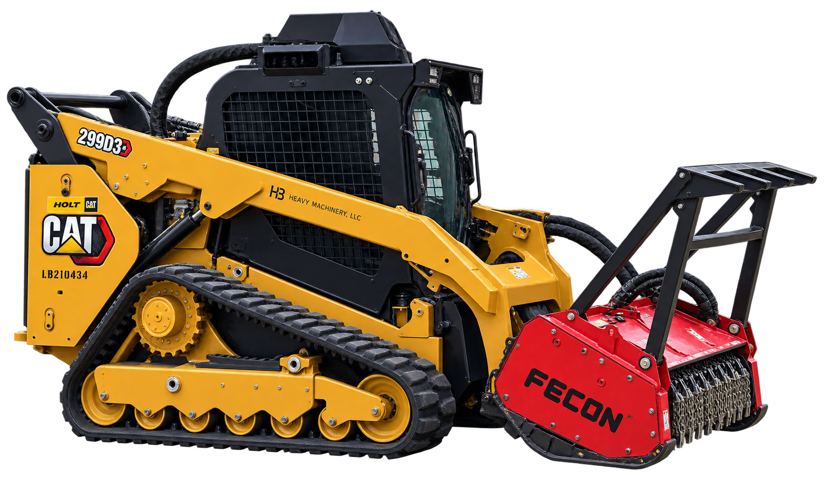 CAT 299D3 skid steer with Fecon forestry mulching head